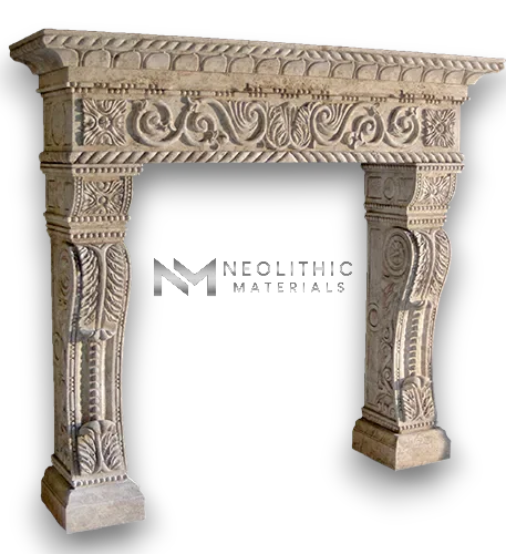 Limestone Fireplace Mantel - Image 2